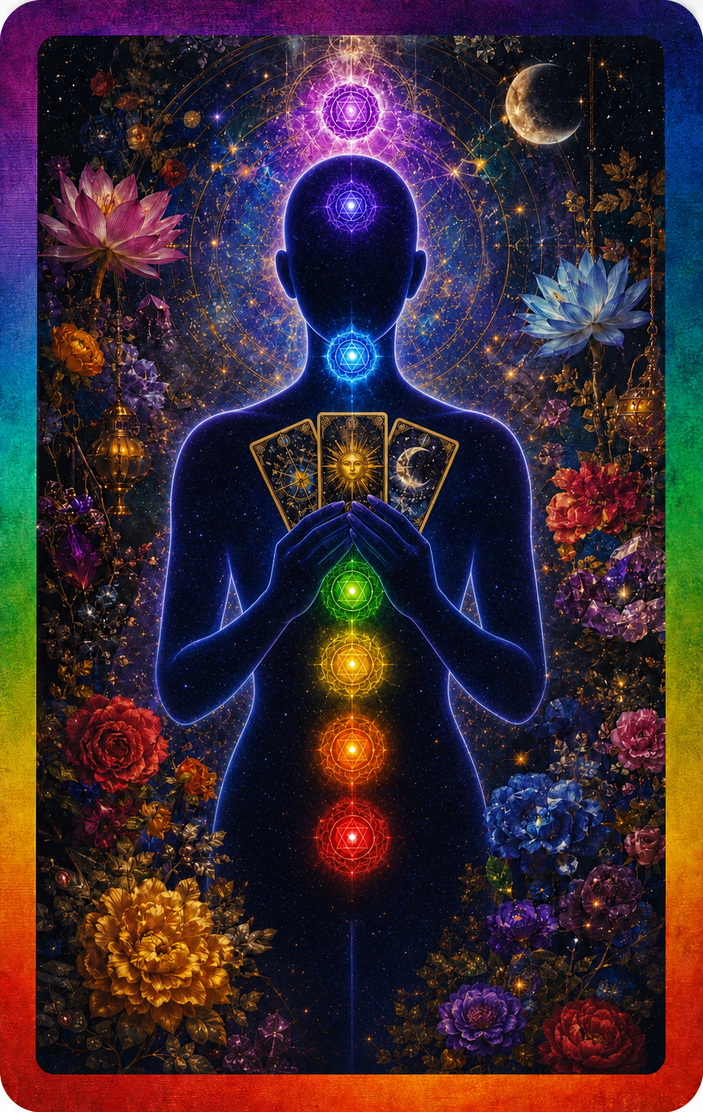 Tarot and chakra balancing artwork